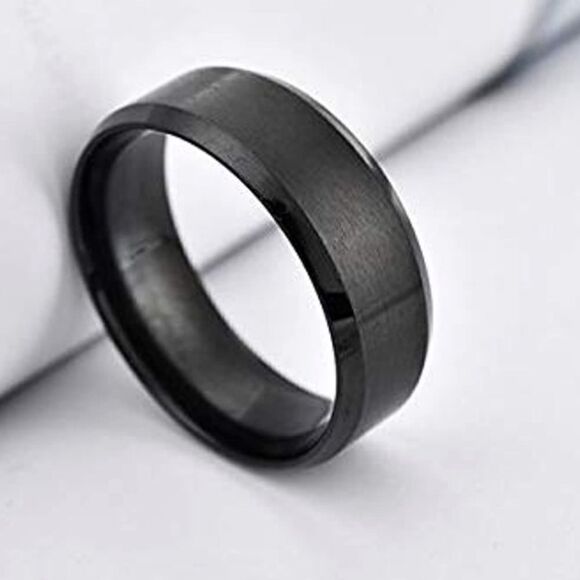 New 8mm Titanium Steel Polished Smooth Wedding Band Ring - Picture 2 of 6